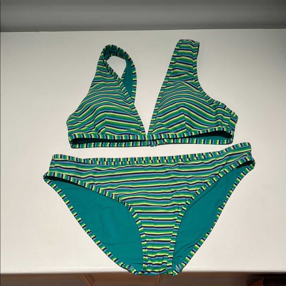 Aerie Green and Blue Bikini Swim Set